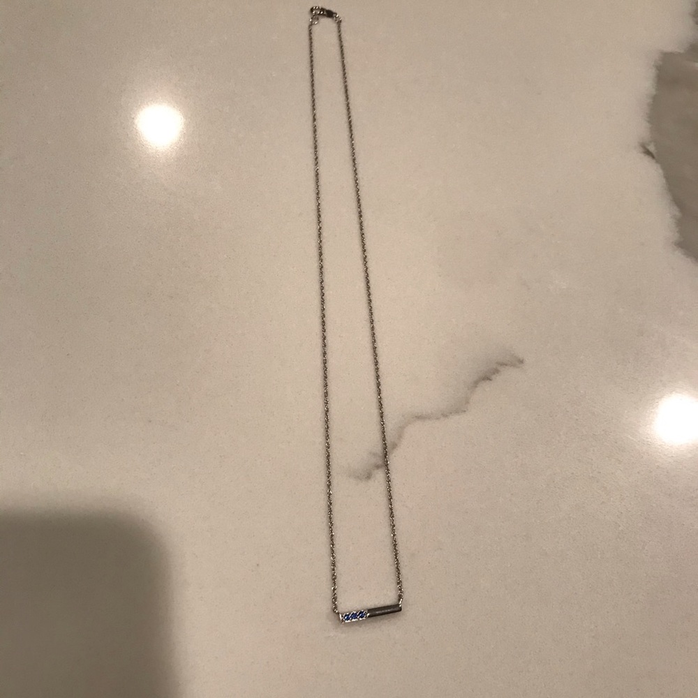 Zales Silver & Sapphire Bar Necklace